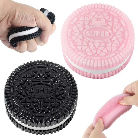 Gytera Sticky Cookie Squishies Fidget Toys Adults, Squeeze Toys Sensory Toys with Autism, Stress Balls for Adults Fidgets Birthday Gifts Party Favors (2 Pack Pink Black)