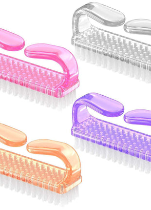 Larbois Handle Grip Nail Brush, Nail Brushes Hand Fingernail Brush Cleaner Scrubbing Kit Pedicure for Toes and Nails Men Women (4 Pack)