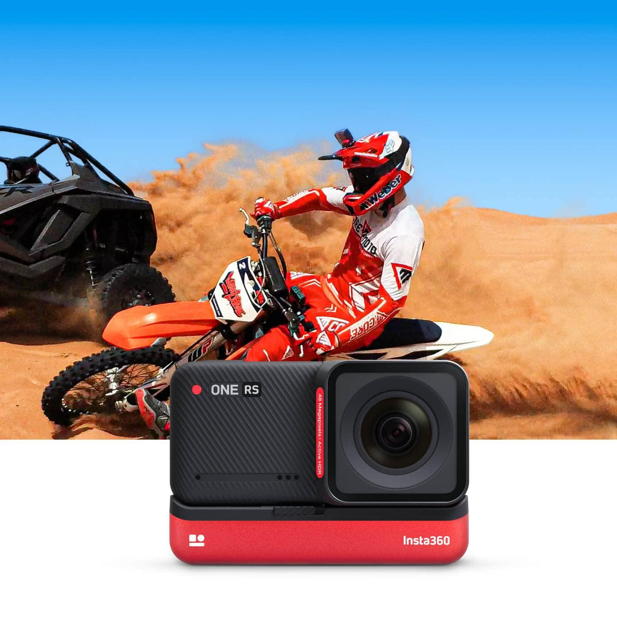 Insta360 ONE RS Twin Edition - Waterproof 4K 60fps Action Camera & 5.7K 360 Camera with Interchangeable Lenses, Stabilization, 48MP Photo, Active HDR, AI Editing