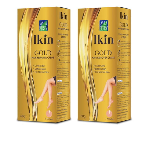 Ikin Gold Hair Remover Cream For Normal Skin - Bikini Hair Removal Cream For Women & Girls | (Pack of 2 (60gm X 2))