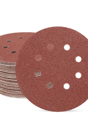 SUPBICCO 5 Inch 8 Hole Sanding Discs Hook and Loop, 50 PCS 60 Grit Round Sand Paper Disc, Aluminum Oxide Sandpaper Pads for Random Orbital Sander