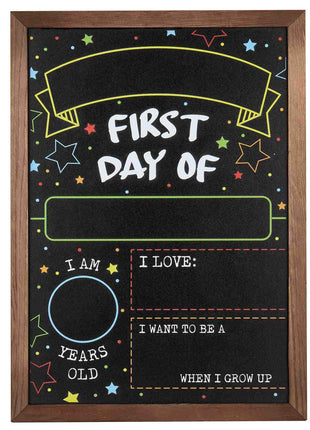 First Day Last Day of School Chalkboard Double Sided Sign with Frame - 14 inch x 10 inch
