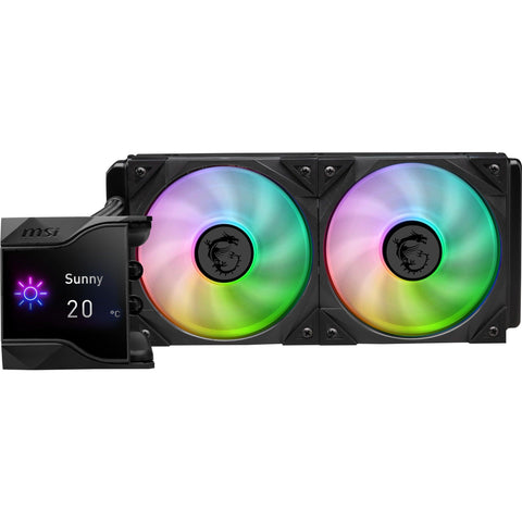 MSI MPG CoreLiquid D240 ARGB CPU Liquid Cooler - 2.4 inch IPS LCD Screen - 240mm Radiator - Double 120mm ARGB PWM Fans - LGA 1700/1851 / AM5/AM4 Compatible