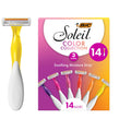 BIC Soleil Smooth Colors Women's Disposable with 3 Blade Razors, Vibrant Handles and Moisture Strip, 14-Pack