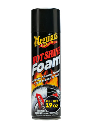 Meguiar's Hot Shine Tire Foam, High Gloss Tire Shine That Cleans, Shines, and Protects in One Step, Deep, Black Shine with Conditioners and UV Protection, Best Gifts for Car Lovers, 19 Oz Aerosol
