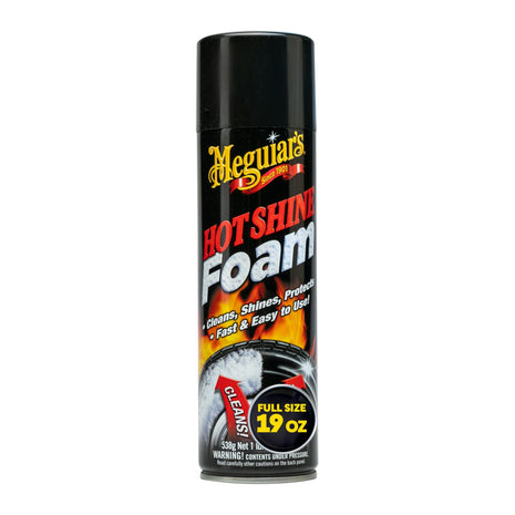 Meguiar's Hot Shine Tire Foam, High Gloss Tire Shine That Cleans, Shines, and Protects in One Step, Deep, Black Shine with Conditioners and UV Protection, Best Gifts for Car Lovers, 19 Oz Aerosol