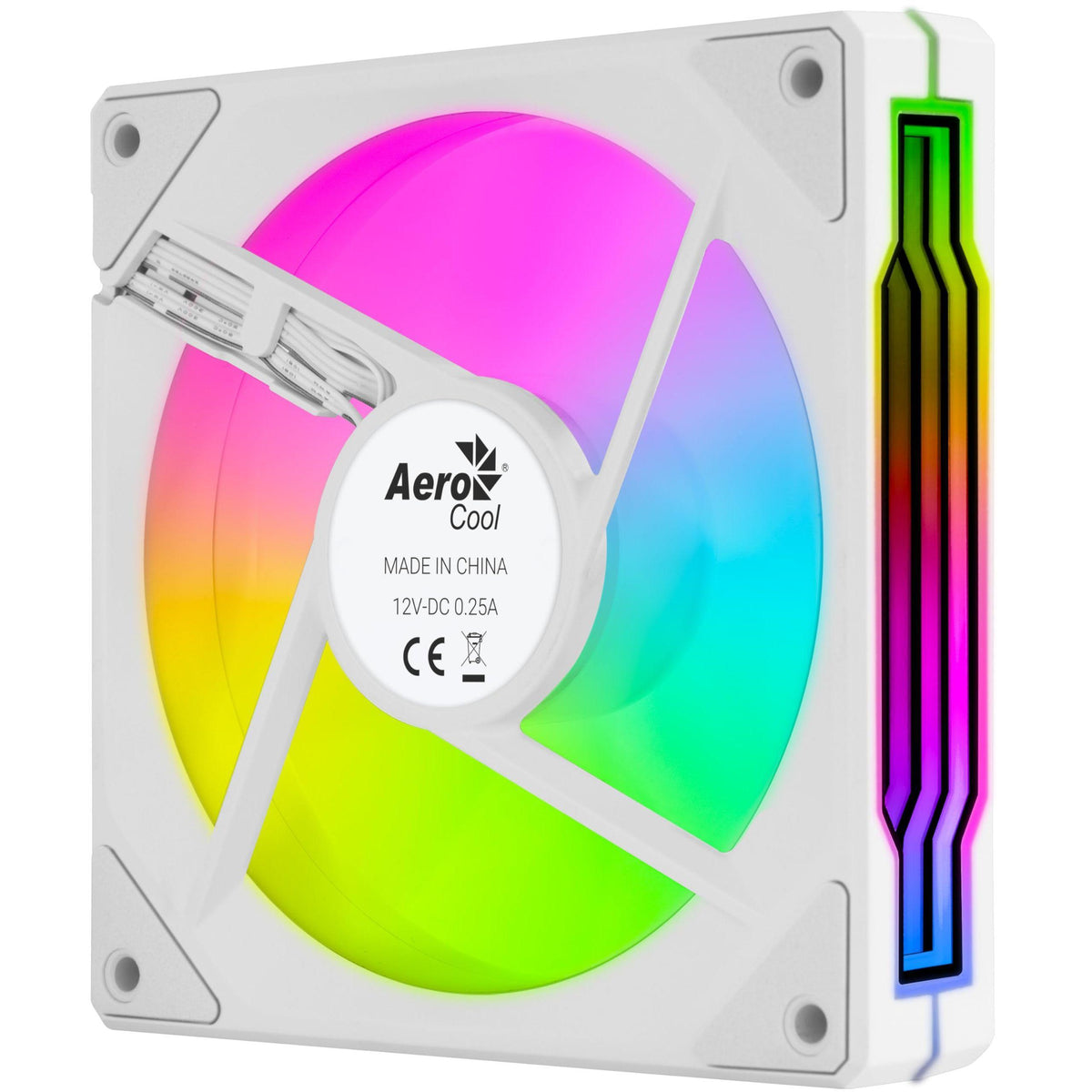 AeroCool Phantom M-3 Reverse Infinity Mirror ARGB Fan, for PC Case, 120mm, PWM 500-1800 RPM, Hydraulic Bearing, Eight Shock-Absorbing Pads, Liquid and Air Cooler, White