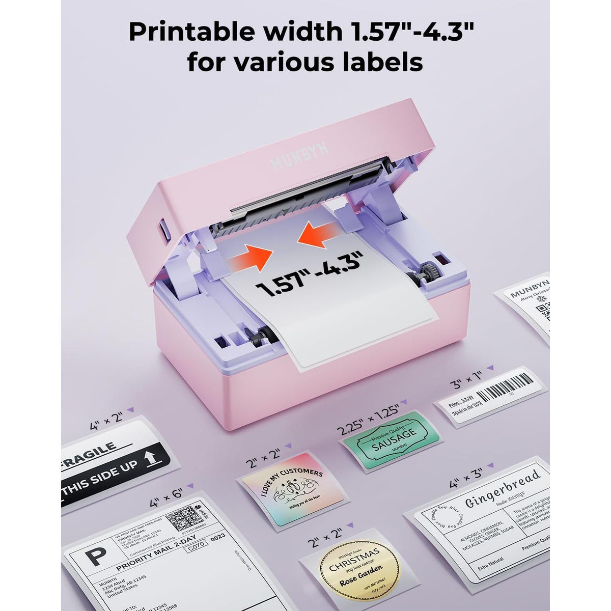 MUNBYN Bluetooth Thermal Label Printer, 130B Wireless 4x6 Shipping Label Printer for Shipping Packages Small Business Office or Home, Compatible with iPhone Android iPad Windows macOS Chrome Etsy eBay