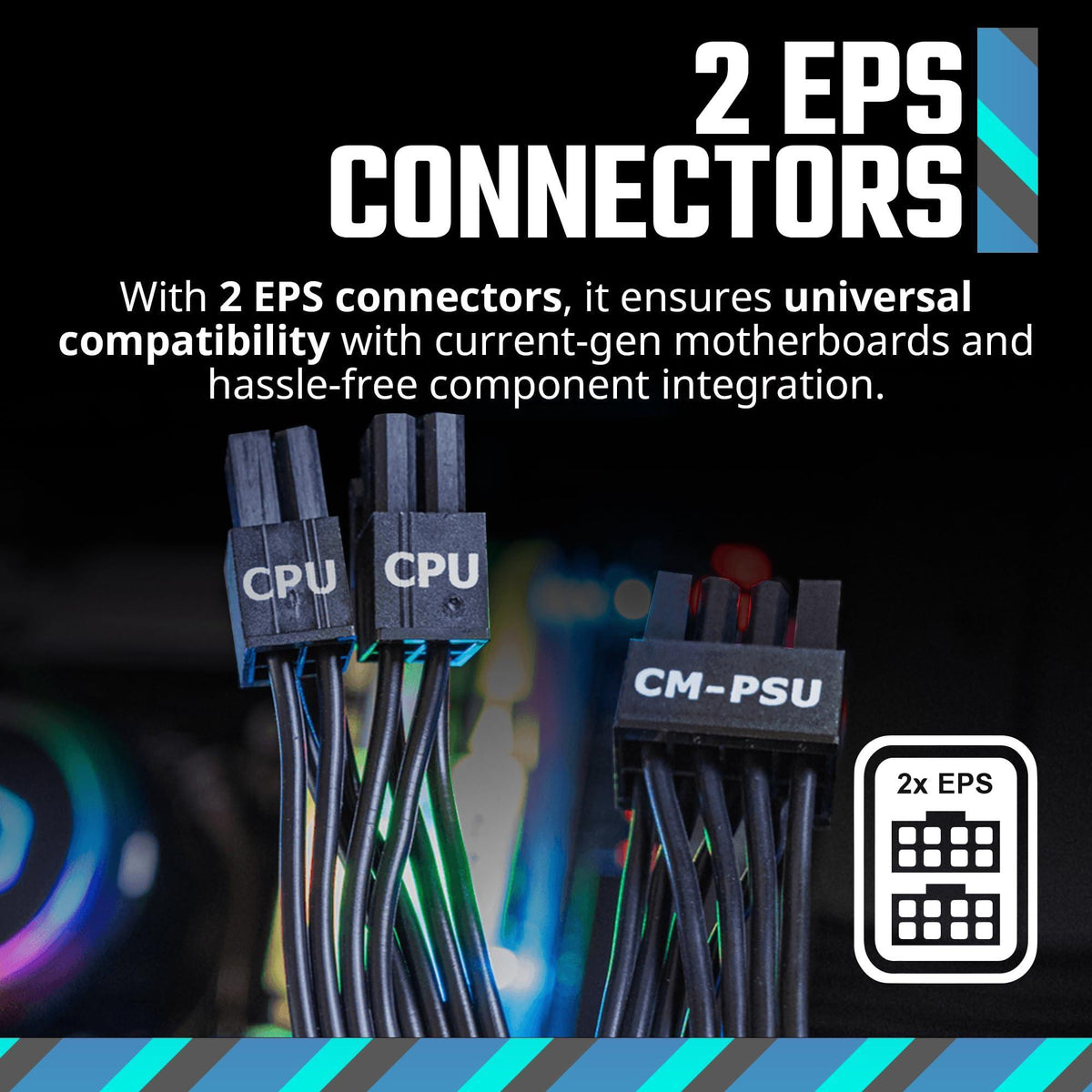 Cooler Master MWE Gold 750 V2 Full Modular, 750W, 80+ Gold Efficiency, GPU Support RTX 4070 Super, 2 EPS Connectors, 120mm HDB Fan, Semi-fanless, 5-Year