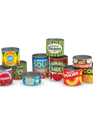 Melissa & Doug Let's Play House! Grocery Cans Play Food Kitchen Accessory - 10 Stackable Cans with Removable Lids