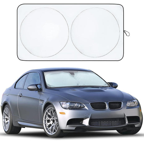 EcoNour Car Windshield Sunshade | Blocks 99% Heat & Keeps Interior Cool | Universal Fits Cars, SUVs, Trucks | Automotive Sun Screen, Visor & Car Accessories for Summer | Medium (64x32 Inches)