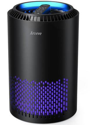 AROEVE Air Purifiers for Bedroom with Sleep Mode Speed Control-MK01A(Black) | Energy Star Efficiency, Meet Global Recycled Standard, 360-Degree Air Inlets, 22dB Noise Level, Aromatherapy Function