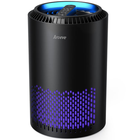 AROEVE Air Purifiers for Bedroom with Sleep Mode Speed Control-MK01A(Black) | Energy Star Efficiency, Meet Global Recycled Standard, 360-Degree Air Inlets, 22dB Noise Level, Aromatherapy Function