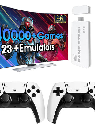 2025New Retro Game Console,40000+Games and 23 Emulators, with Dual 2.4G Wireless Controllers, Plug and play 4K HD HDMI TV Game Stick White (128GB)