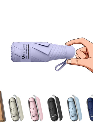 BAODINI Travel Mini Umbrella for Purse With Case Small Compact UV Sun Protection Sun Lightweight Tiny Pocket Manual Open Close Umbrella for Women Kids and Men