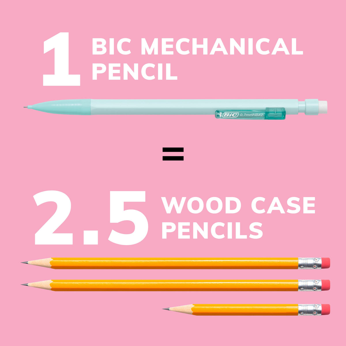 BIC Xtra-Smooth Pastel Mechanical Pencils with Erasers, Medium Point (0.7mm), 24-Count Pack, Bulk Mechanical Pencils for School or Office Supplies