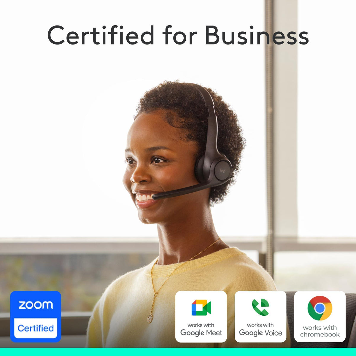 Logitech Zone 305 for Business, Wireless Bluetooth Headset with Microphone, for Google Meet, Google Voice, Zoom, Compatible with Windows, Mac, Chrome, Linux, iOS, iPadOS, Android