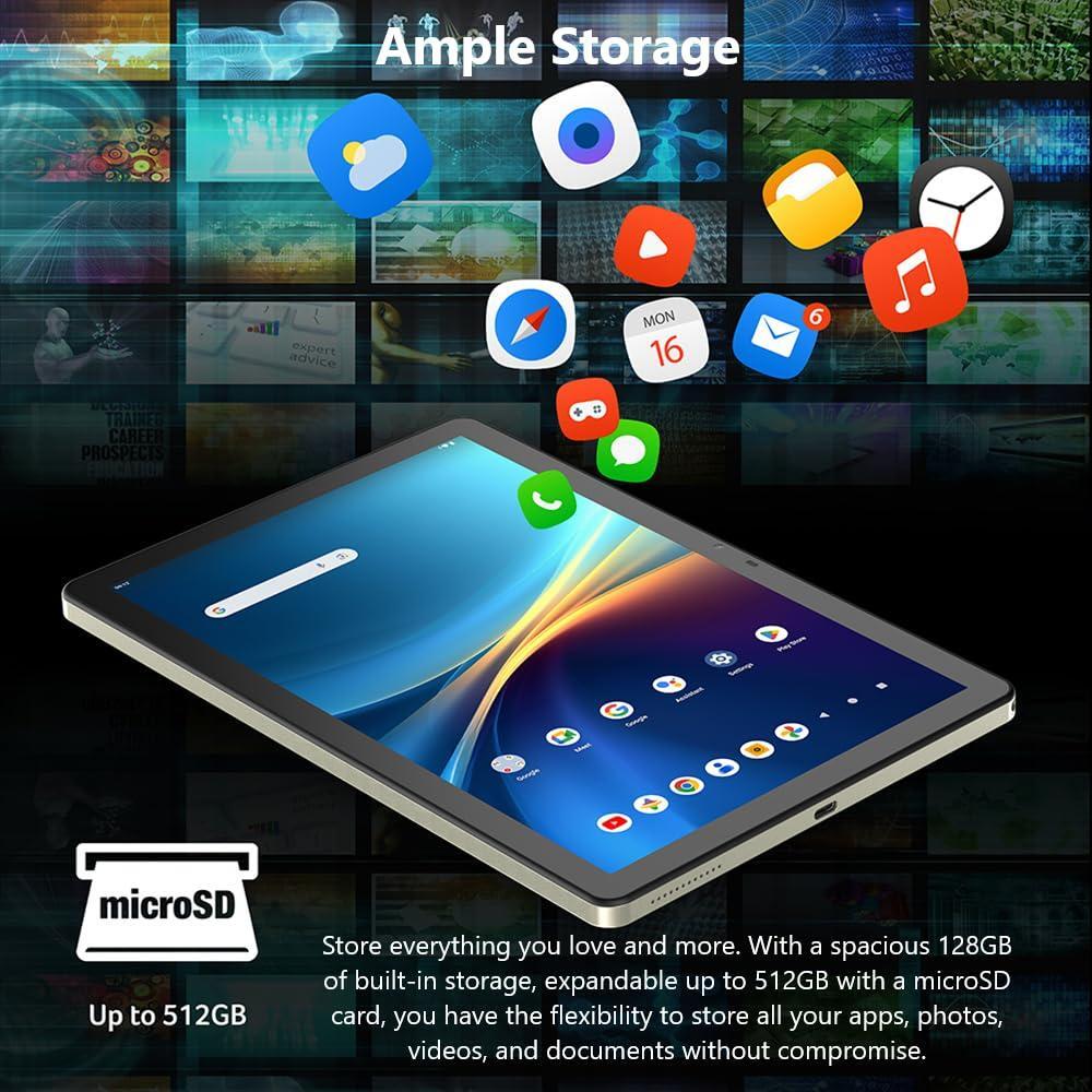 Acer Iconia V10-21-82CD Tablet | 10.1" 1920 x 1200 IPS 16:10 Touch Display | MediaTek Helio G80 Octa-Core CPU | 4GB RAM | 128GB eMMC | WiFi-5 | 5MP & Rear 8MP Webcam | Bumper Case | Android 14