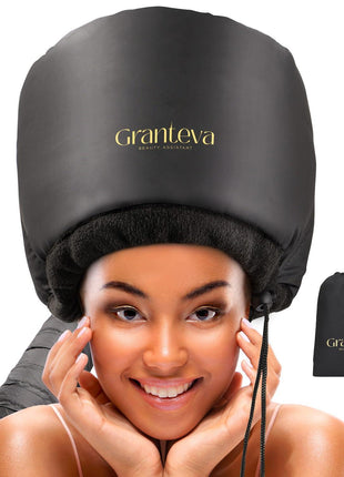 Hooded Hair Dryer Attachment w/A Headband Integrated That Reduces Heat Around Ears & Neck - Hair Dryer Hooded Diffuser Cap for Curly, Speeds Up Drying Time, Deep Conditioning At Home - Portable, Large