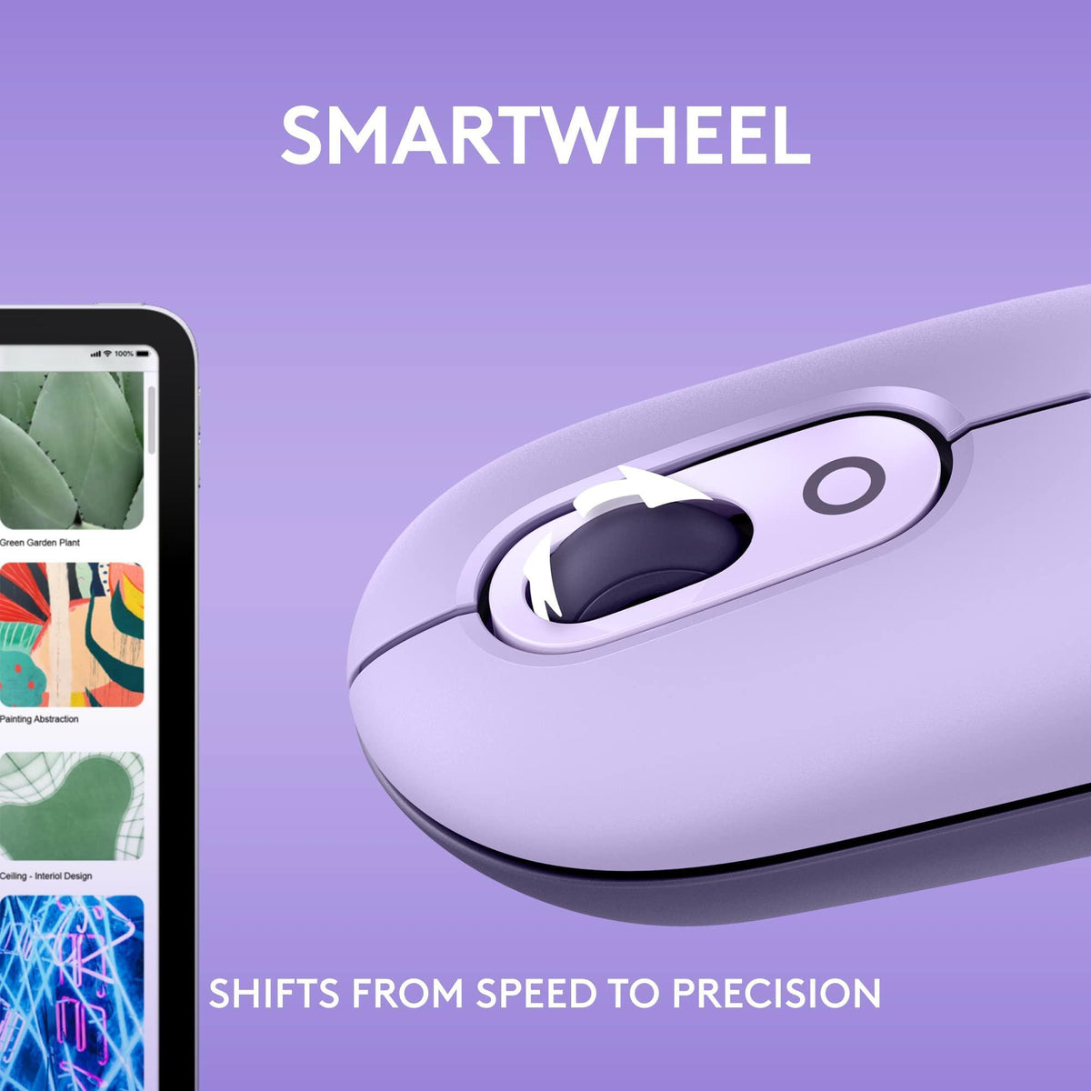 Logitech POP Mouse, Wireless Mouse with Customizable Emojis, SilentTouch Technology, Precision/Speed Scroll, Compact Design, Bluetooth, Multi-Device, OS Compatible - Cosmos