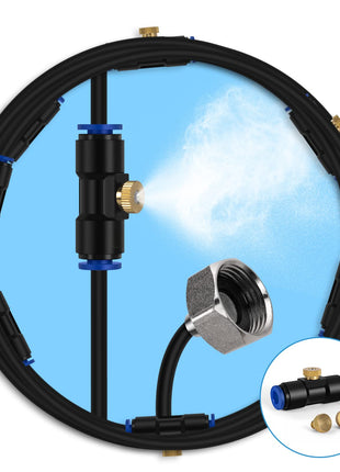 lifeegrn Misting Cooling System, Outdoor Misting System for Patio, 40 FT Misting Line+10 Mist Nozzles+3/4 inch Brass Adapter,Outdoor Mister System for Patio Garden Trampoline Greenhouse