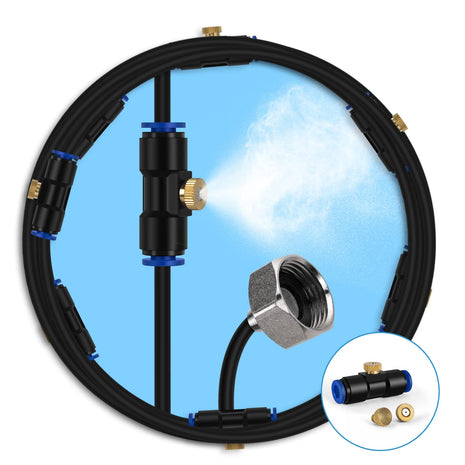 lifeegrn Misting Cooling System, Outdoor Misting System for Patio, 40 FT Misting Line+10 Mist Nozzles+3/4 inch Brass Adapter,Outdoor Mister System for Patio Garden Trampoline Greenhouse