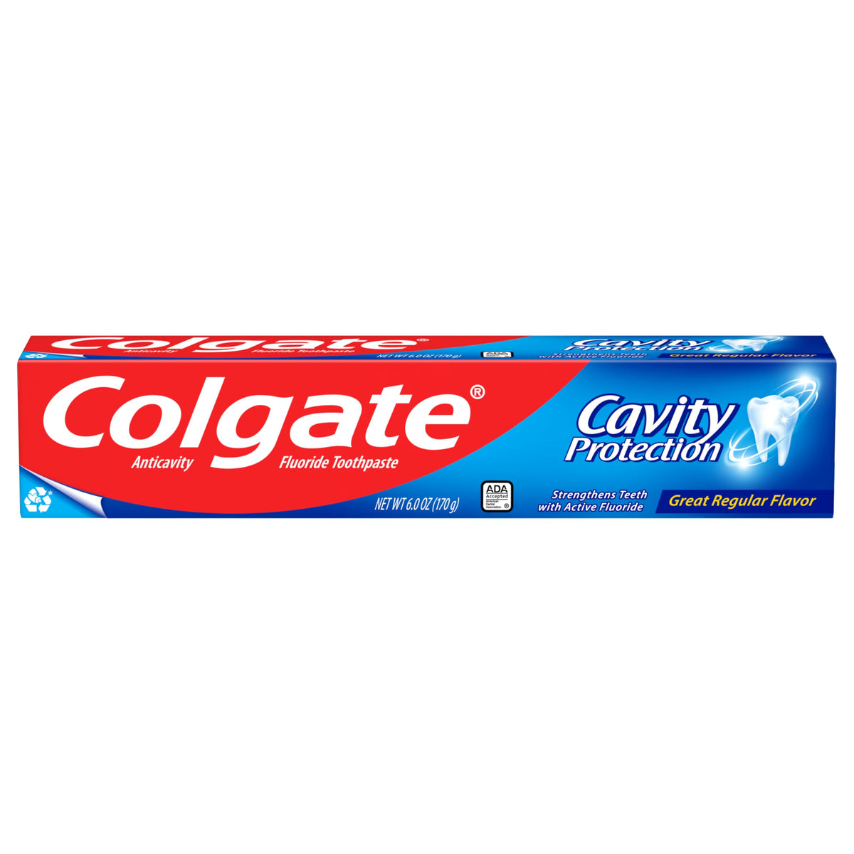 Colgate Cavity Protection Toothpaste with Fluoride, Great Regular Flavor, 6 Ounce Tube, 6 Pack