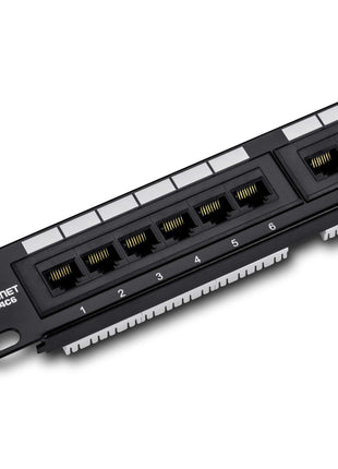 TRENDnet 24-Port Cat6 Unshielded Patch Panel, Wallmount or Rackmount, Compatible with Cat3,4,5,5e,6 Cabling, for Ethernet, Fast Ethernet, Gigabit Applications, Black, TC-P24C6 (Pack of 1)