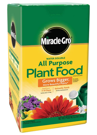Miracle-Gro Water Soluble All Purpose Plant Food - Fertilizer For All Indoor or Outdoor Plants including Roses, Flowers, Vegetables, Houseplants, Trees, and Shrubs, 3 lbs.