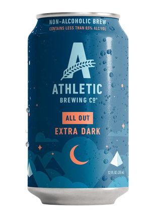 Athletic Brewing Company Craft Non Alcoholic Beer, Extra Dark Brew With Coffee & Chocolate Notes, Pair With Meat, Dried Fruit or Dessert, Vegan, All Out, 12 Pack, 12 FL Oz Cans