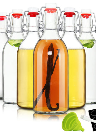 YEBODA 16oz Swing Top Bottles  Glass Beer Bottle with Airtight Rubber Seal Flip Caps for Home Brewing Kombucha,Beverages,Oil,Vinegar,Water,Soda,Kefir (6 Pack) (16 Oz  Set 6 (New))