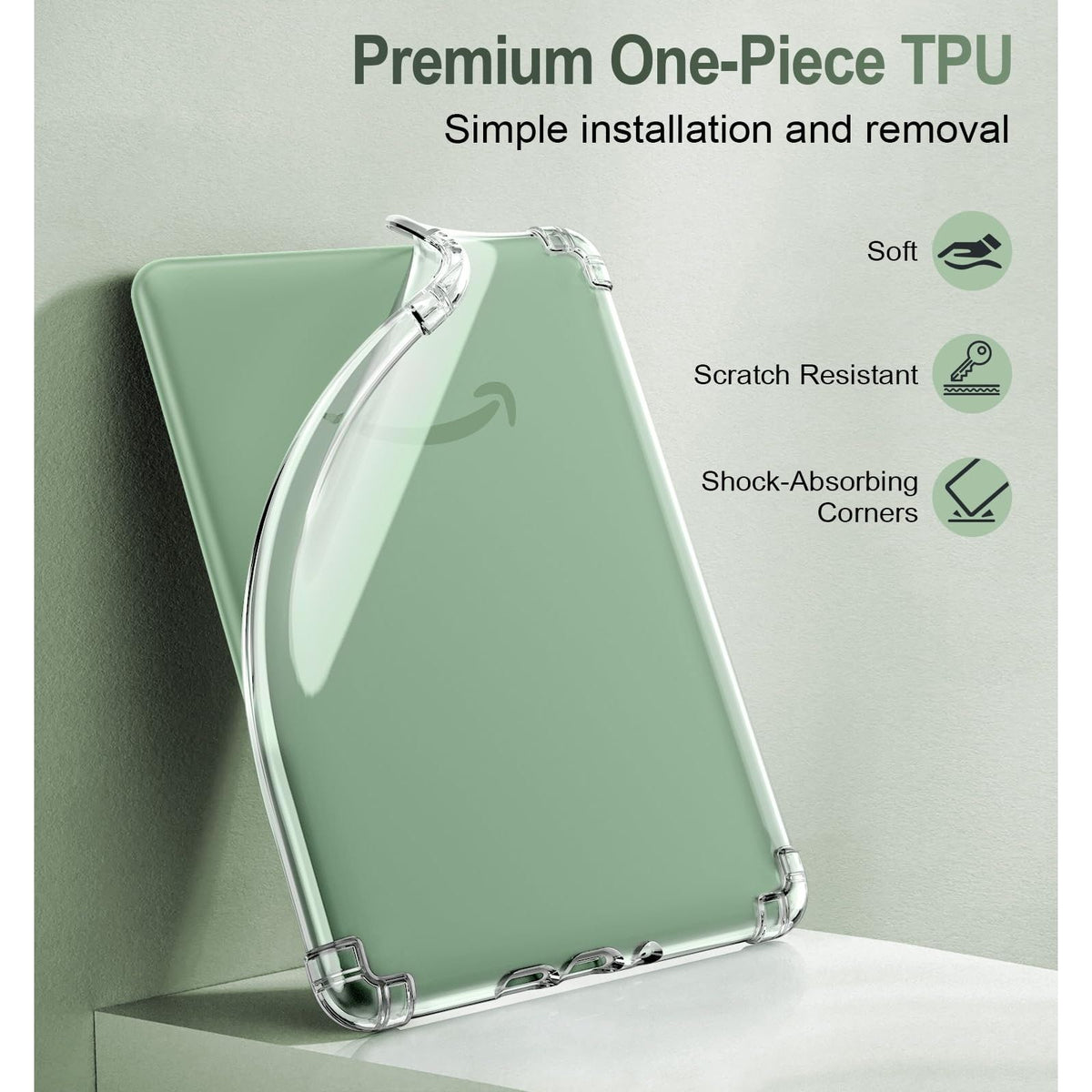 MoKo Clear Case for 6" All-New Kindle (11th Generation-2024/2022 Release), Ultra Clear Soft TPU Slim Flexible Transparent Skin Bumper Back Cover Shell for Kindle 11 2024