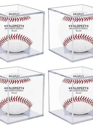 4 Pack Baseball Display Case, UV Protected Acrylic Boxes for Display,Clear Display Case Baseball Cube Memorabilia Showcase Autograph Ball Protector - for Official Size Ball