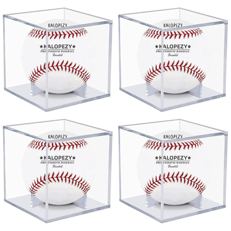 4 Pack Baseball Display Case, UV Protected Acrylic Boxes for Display,Clear Display Case Baseball Cube Memorabilia Showcase Autograph Ball Protector - for Official Size Ball
