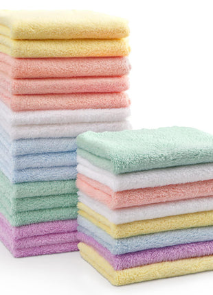 HOMEXCEL Baby Washcloths 24 Pack-Microfiber Coral Fleece Baby Bath Face Towel 7 x 9 Inch Extra Absorbent and Soft Burp Cloth and Wash Cloths for Newborn-Infants and Toddlers-Gentle On Sensitive Skin
