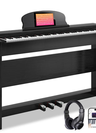AODSK 88 Key Weighted keyboard piano,Hammer Action Digital Piano with Speakers,Furniture Stand and Triple Pedals,piano keyboard 88 keys Beginner's Course  Comes With Headphones,Piano Lessons,B 83S