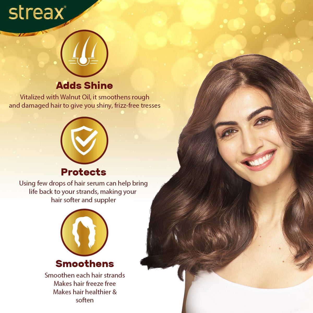 Streax Hair Serum with Walnut Oil (45 ml) Pack of 3