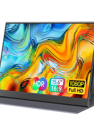 ForHelp 15.6inch Portable Monitor,1080P USB-C HDMI Second External Monitor for Laptop,PC,Mac Phone,PS,Xbox,Swich,IPS Ultra-Thin Zero Frame Gaming Display/Premium Smart Cover