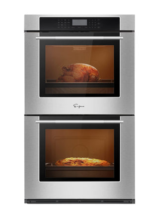 Empava 30" 10.0 cu ft Double Electric Wall Oven with Air Fry, EMPV-30WO05 | 2.5 cu ft Capacity, Basic Broil & Bake, Mechanical Knob Controls, Triple-Layer Glass Door, Snug Fit for Small Kitchens