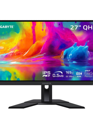 GIGABYTE M27Q 27" 165Hz 1440P -KVM Gaming Monitor, 2560 x 1440 SS IPS Display, 0.5ms (MPRT) Response Time, 92% DCI-P3, HDR Ready, FreeSync Premium, 1x Display Port 1.2, 2X HDMI 2.0, 2X USB 3.0