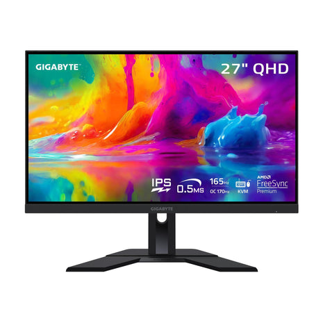 GIGABYTE M27Q 27" 165Hz 1440P -KVM Gaming Monitor, 2560 x 1440 SS IPS Display, 0.5ms (MPRT) Response Time, 92% DCI-P3, HDR Ready, FreeSync Premium, 1x Display Port 1.2, 2X HDMI 2.0, 2X USB 3.0