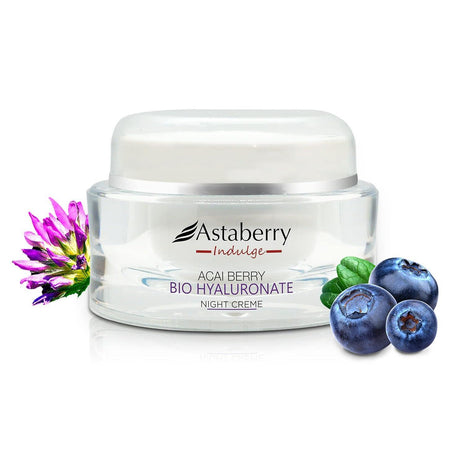Astaberry Indulge Acai Berry Bio Hyaluronate Night Creme For Face | Bakuchiol & Ginseng Extract | reduces fine lines & wrinkles | Suitable for all skin types 50g
