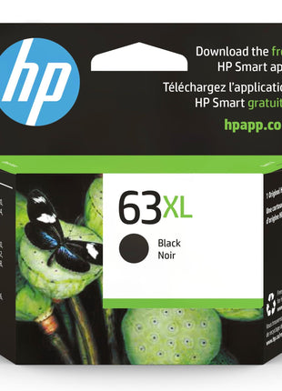 HP 63XL Black High-yield Ink Cartridge | Works with HP DeskJet 1112, 2130, 3630 Series; HP ENVY 4510, 4520 Series; HP OfficeJet 3830, 4650, 5200 Series | Eligible for Instant Ink | F6U64AN