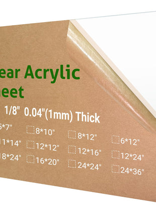 1 Pieces 24 x 36" Clear Acrylic Sheet Plexiglass - 1/4" (6mm) Thick, Use for Craft Projects, Signs, DIY Projects and More; Cut with Saw or Hand Tools, No Laser Cut
