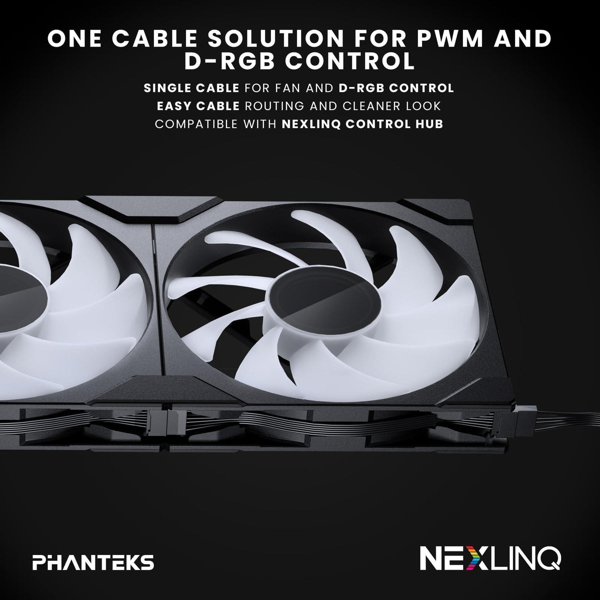 Phanteks M25-140 Gen2 Triple Pack, 3X 140mm ARGB High Performance Cooling Fans, Daisy-Chain Unified Fan Frame, Infinity Mirror hub, Single Cable Connection, Black