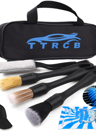 7PCS Car Detailing Brush Set, Ultra Soft Boars Hair Car Interior Detailing Brushes, Car Interior Detailing Kit, Car Cleaning Gel Supplies Kit, Car Dust Brush, Car Accessories for Truck, Suv, Interior
