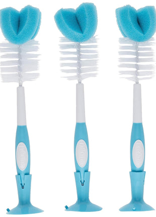 Dr. Brown's Baby Bottle Cleaning Brush with Sponge and Scrubber - Blue - 3-Pack