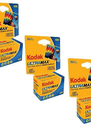 Kodak Ultramax 400 Color Print Film 36 Exp. 35mm DX 400 135-36 (108 Pics) (Pack of 3), Basic