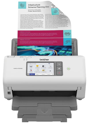 Brother ADS-4700W Professional Desktop Scanner with Fast Scan Speeds, Duplex, Wireless, and Large Touchscreen, White