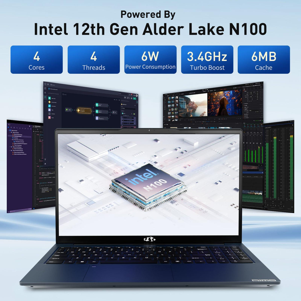 NIMO 15.6 IPS-FHD-Laptop, 16GB RAM 1TB SSD Intel Pentium Quad Core N100, Backlit Keyboard Fingerprint (Beat to i3-1115G4 Up to 3.4GHz) Computer for Student-Home WiFi 6 BT5.2 Win 11